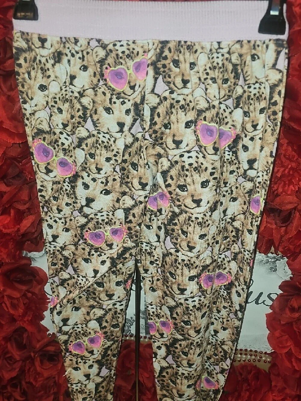 Justice Girls Pink Trim Leopard Cub Sleep Pants Size 8